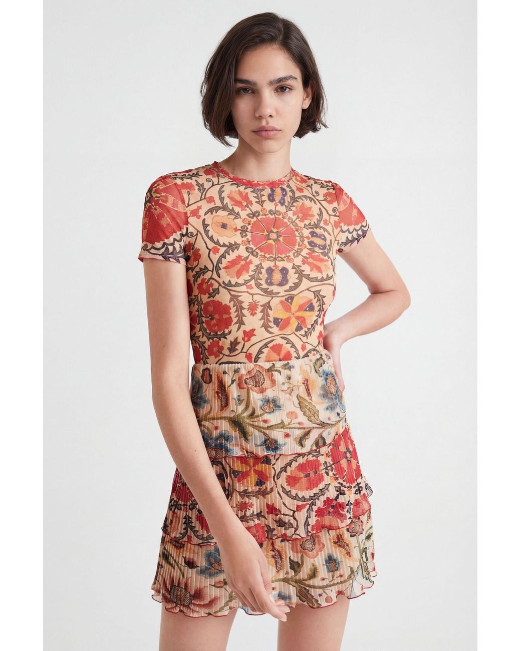 Desigual Multicolor Layered Floral Dress, Polyester
