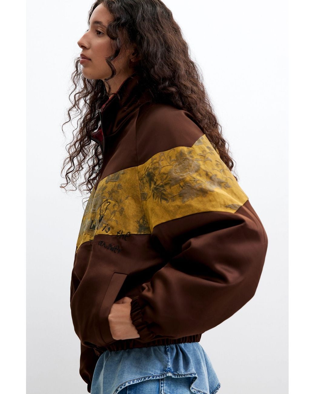 Desigual Brown Oversize Printed Jacket
