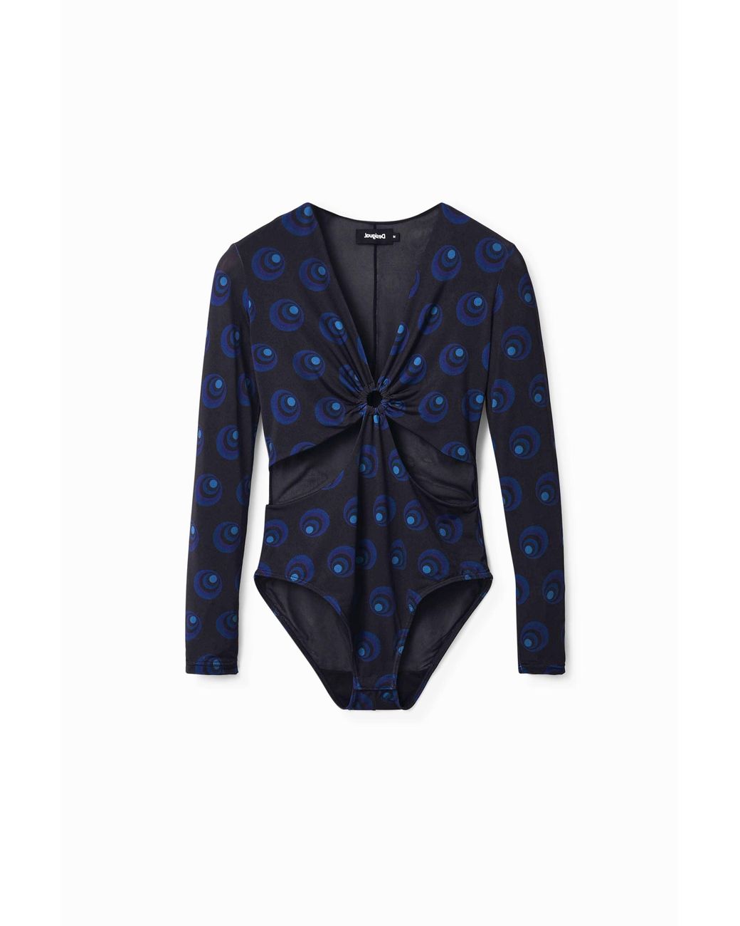 Desigual Blue Geometric Circle Print Body With Cut-Outs, Polyester