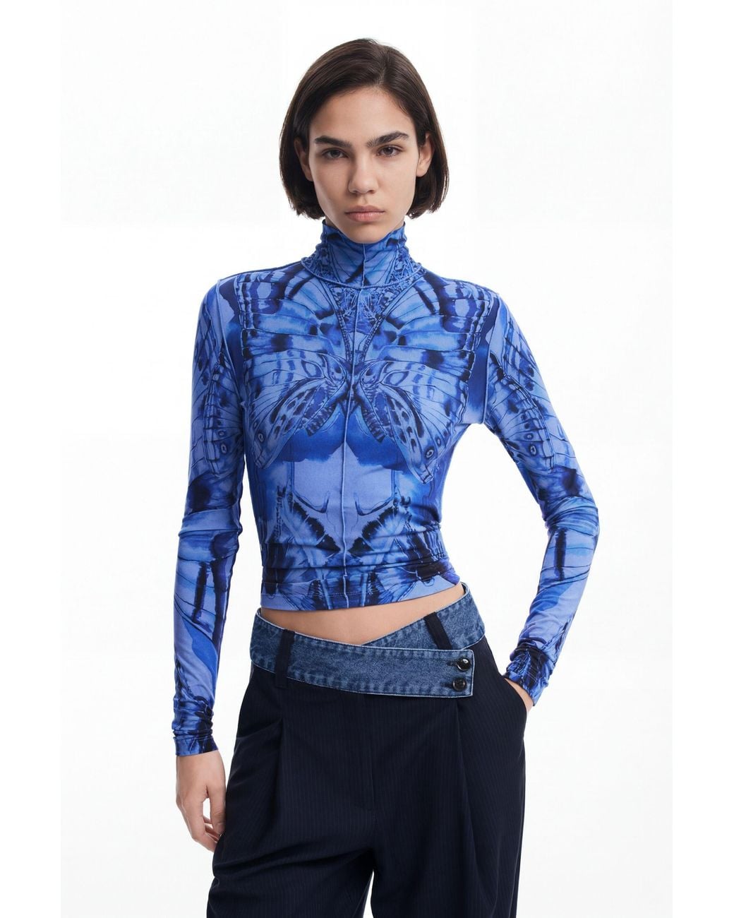 Desigual Blue Butterfly T-Shirt, Outlet, Viscose