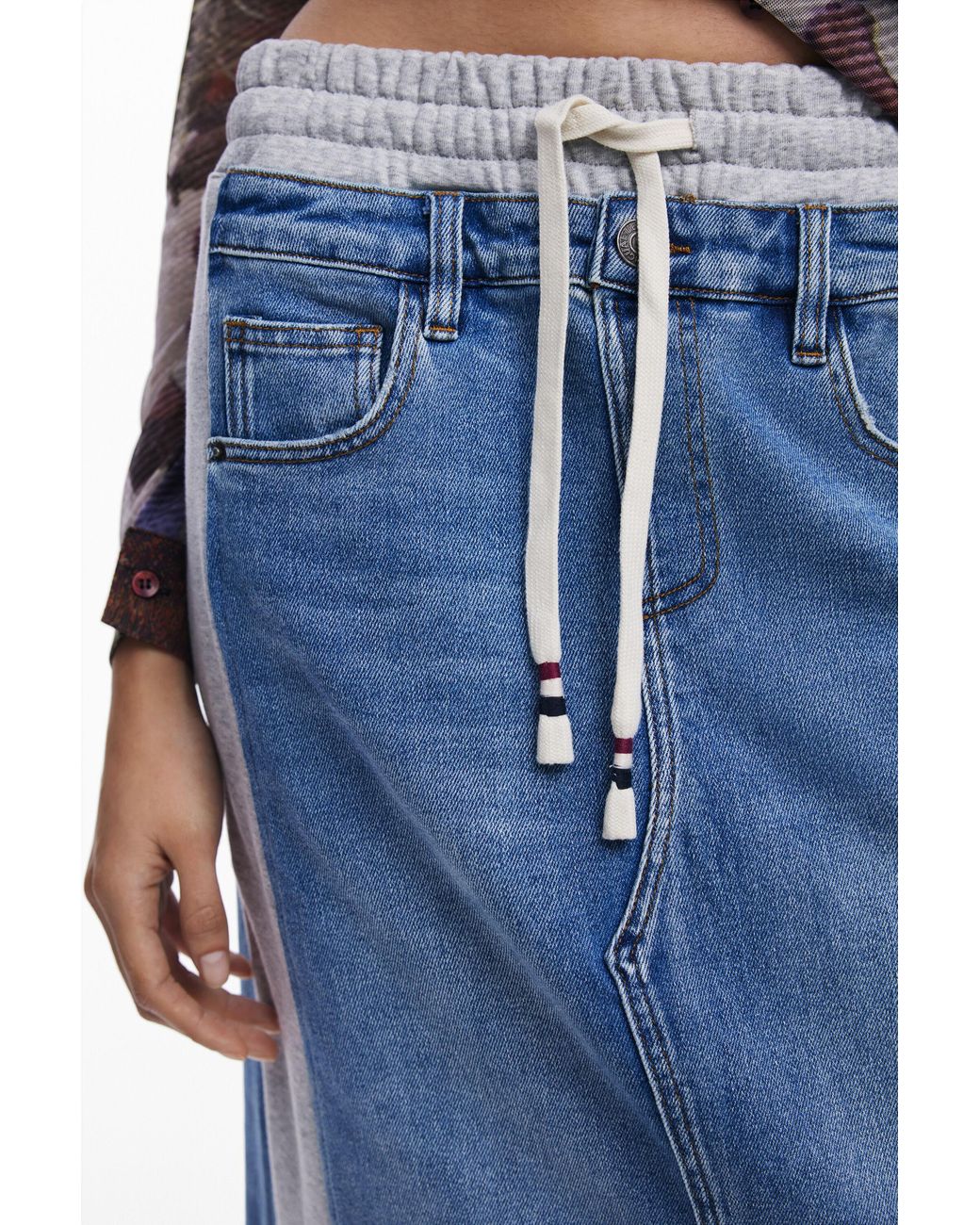 Desigual Blue Hybrid Denim Midi Skirt