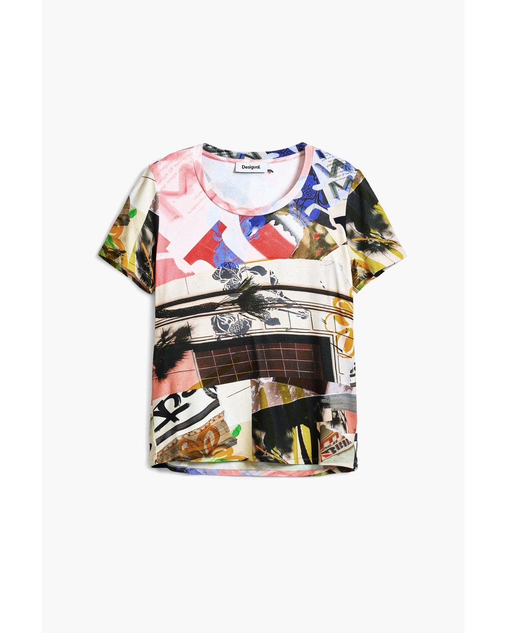 Desigual Multicolor Collage Print T-Shirt, Viscose