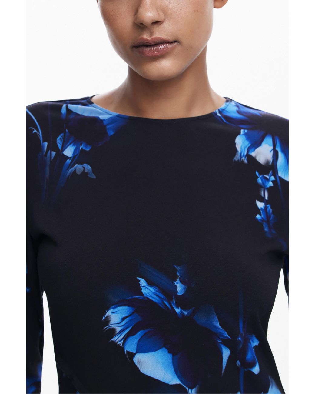 Desigual Blue Asymmetrical Cut Dress, Viscose
