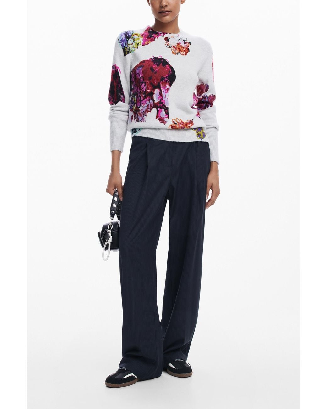 Desigual Blue Floral Sweater M. Christian Lacroix