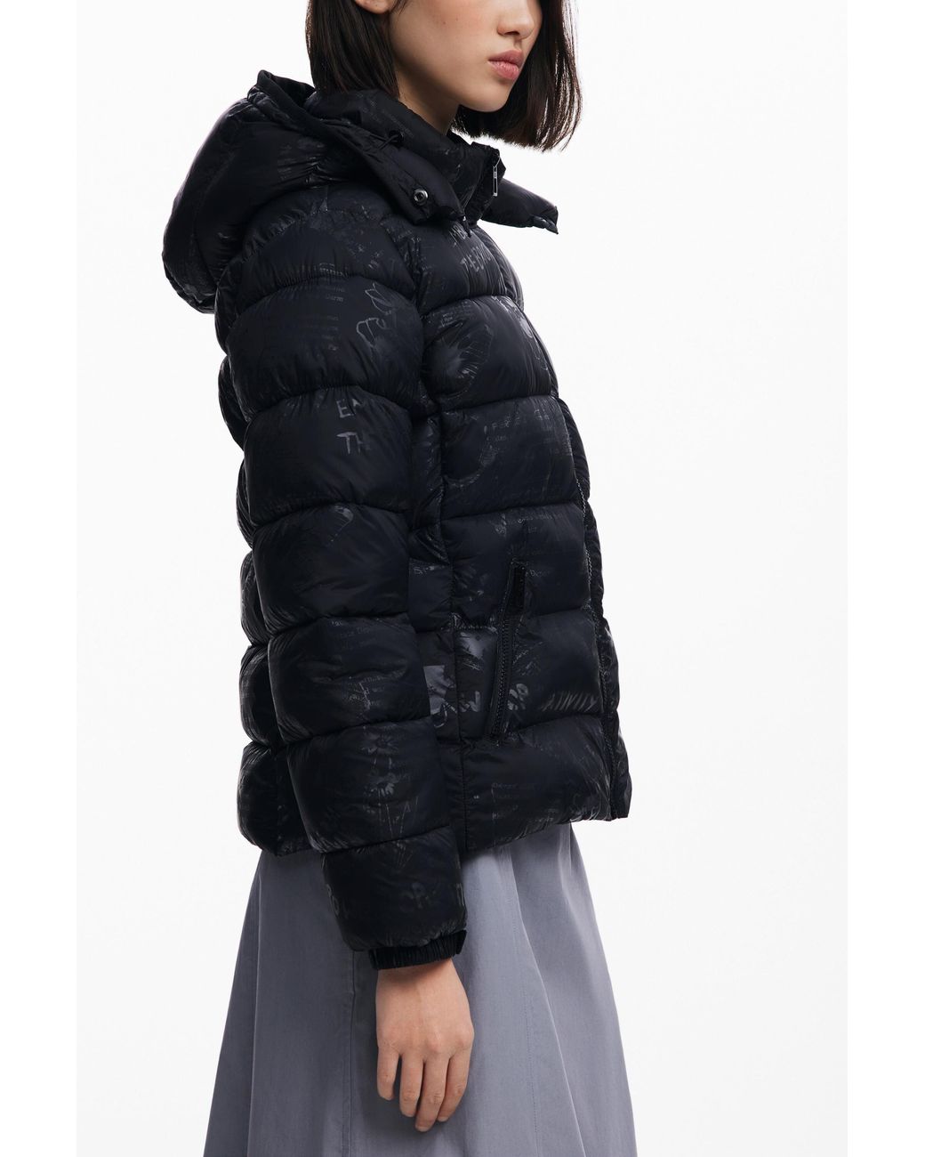 Desigual Blue Padded Coat, Polyamide