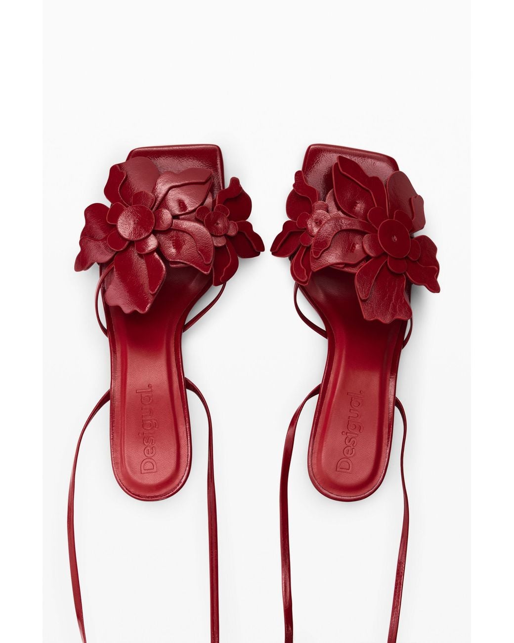 Desigual Red Floral Appliqué Sandal, Polyurethane