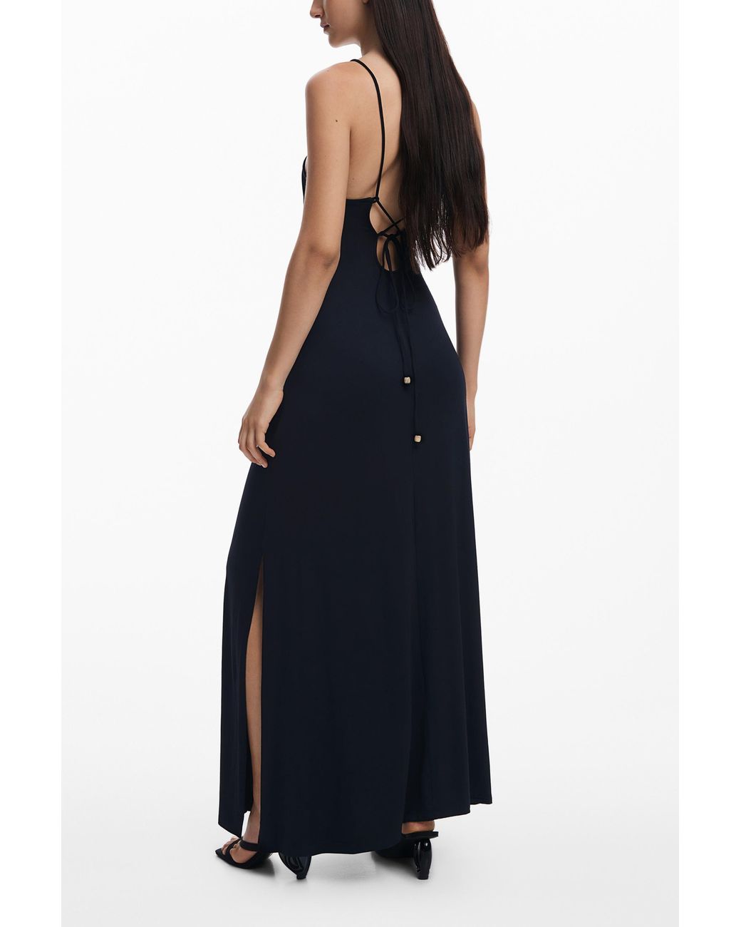 Desigual Black Cut-Out Neckline Dress, Viscose