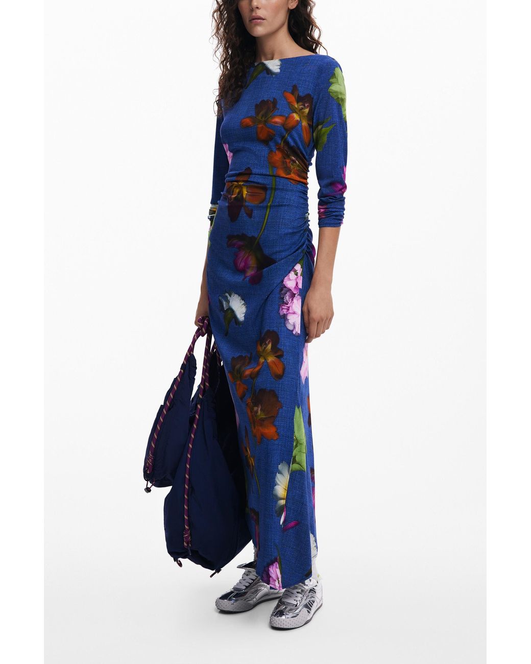 Desigual Blue Asymmetric Midi Dress, Viscose
