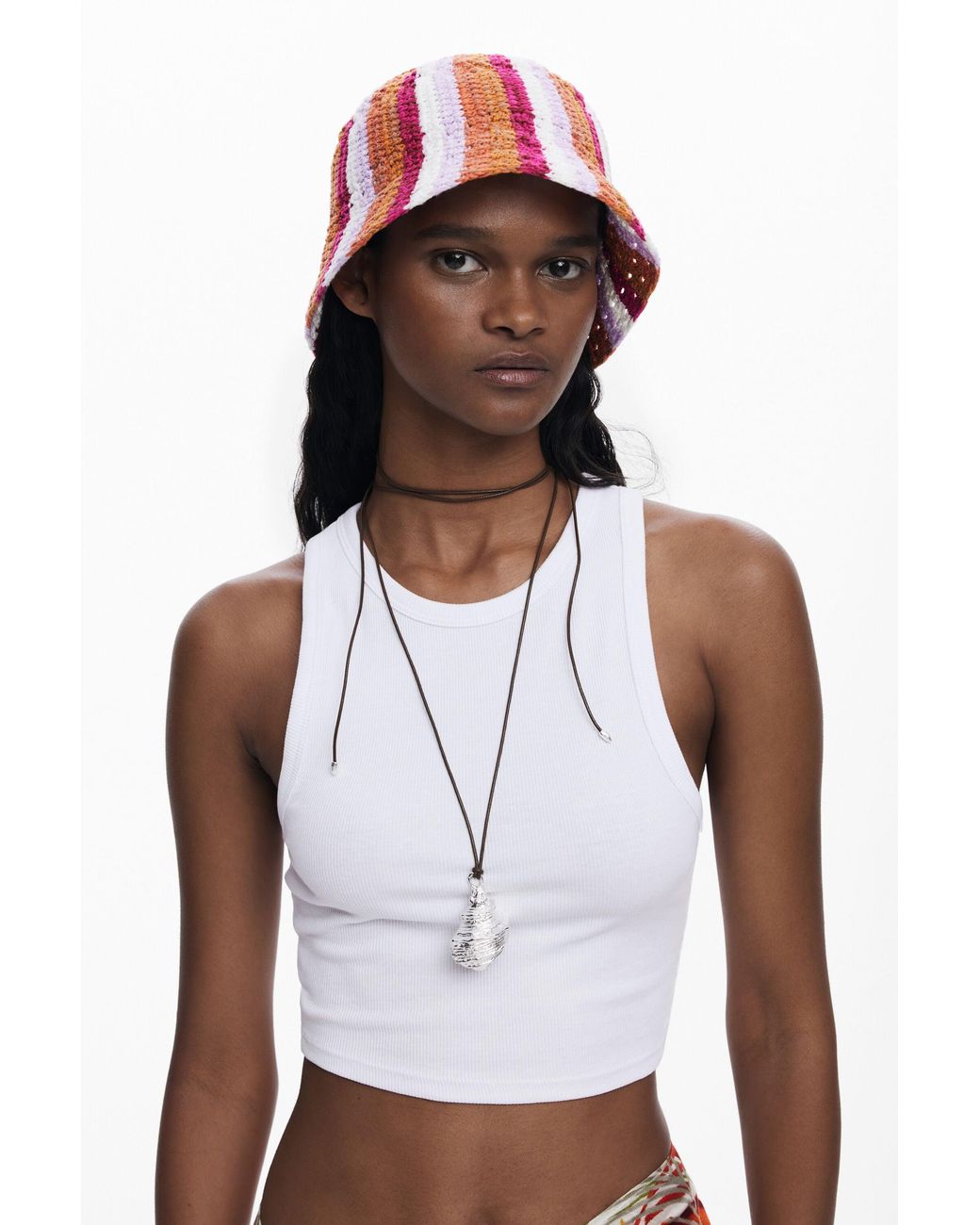 Desigual Red Crochet Bucket Hat