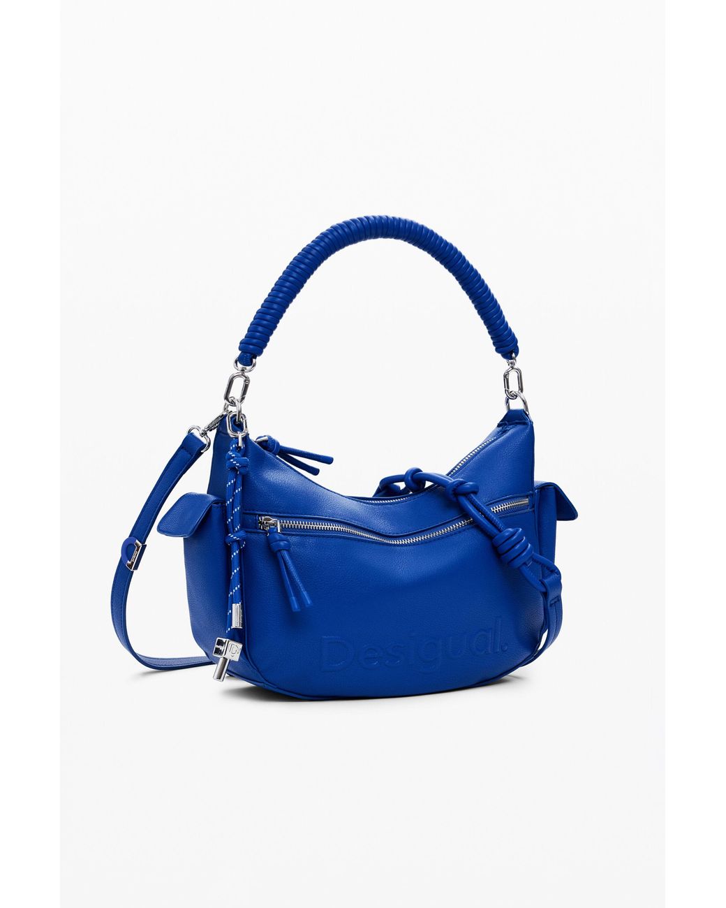Desigual Blue Oval Bag With 3D Logo, Polyurethane