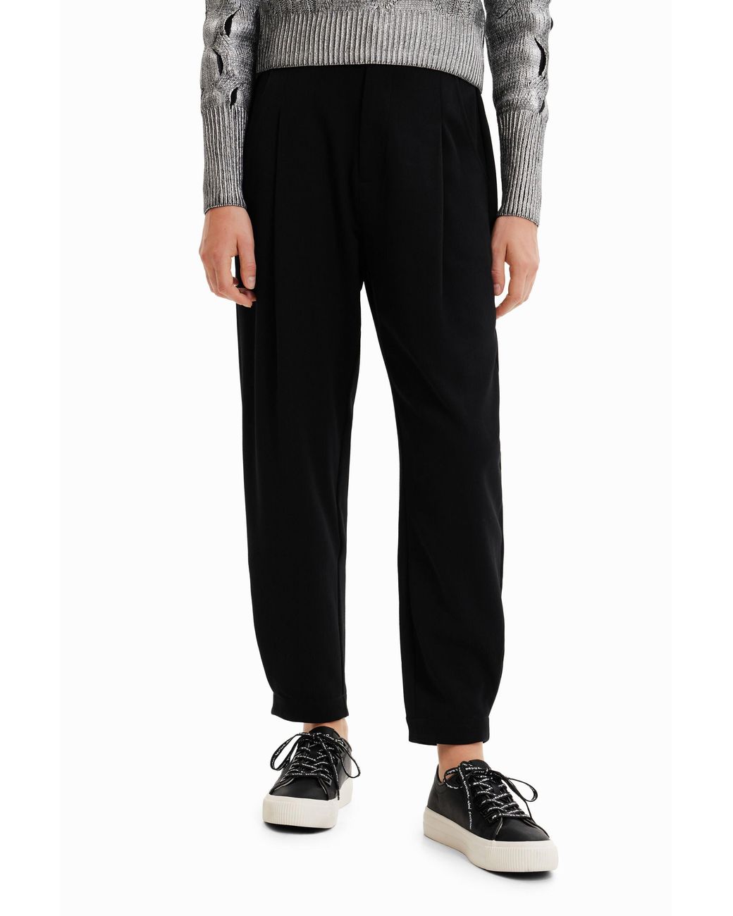 Desigual Black Pleated Trousers