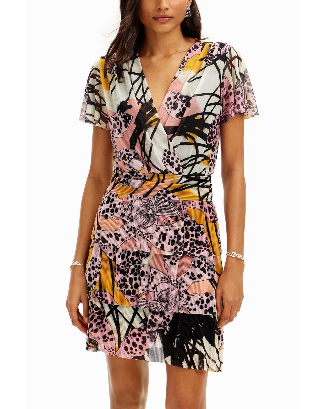 Desigual Multicolor M. Christian Lacroix Orchid Mini Dress, Polyester
