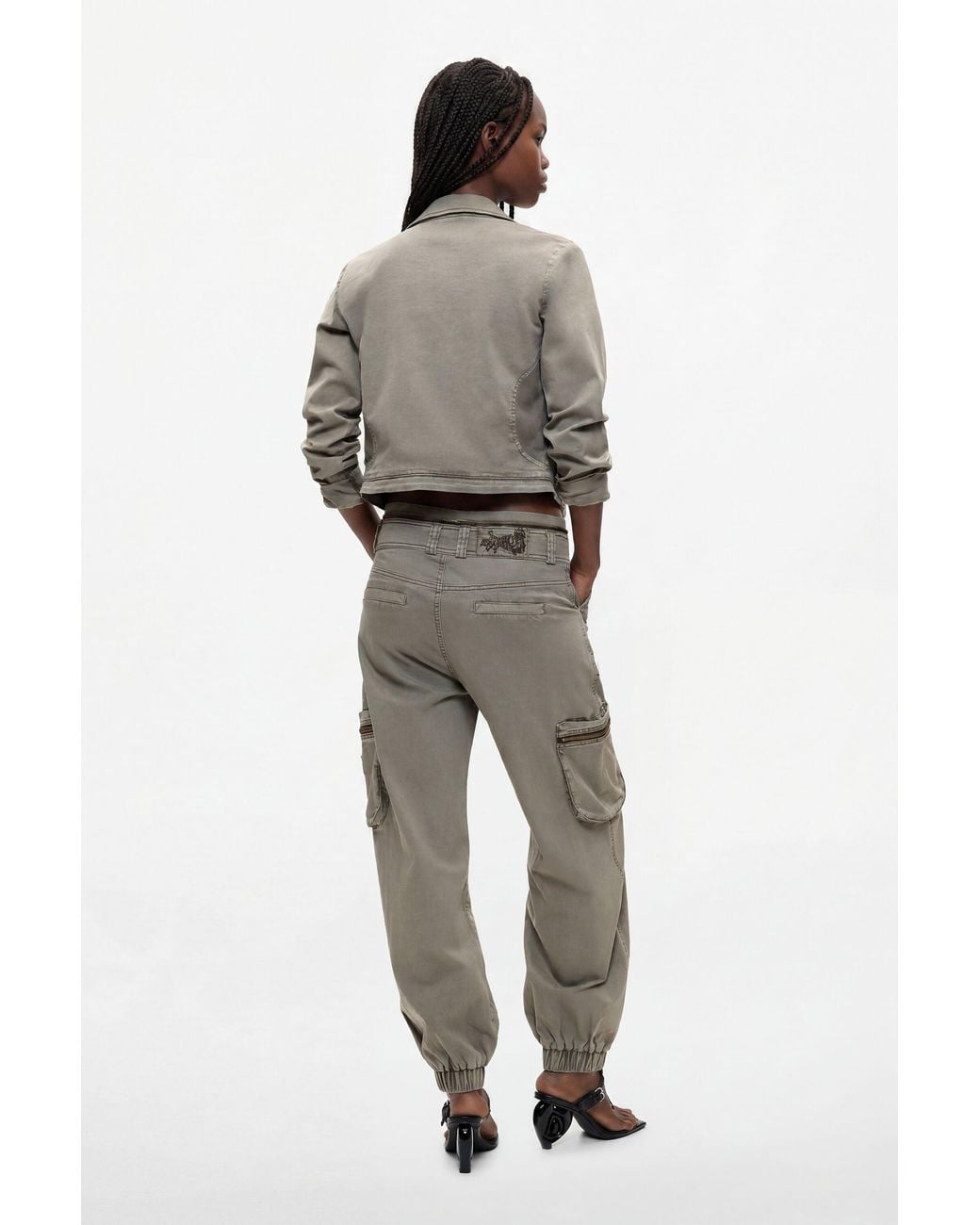 Desigual Green Combined Tencel Trousers, Cotton