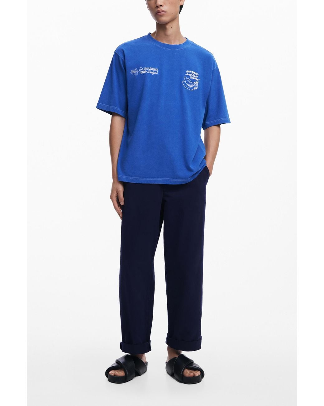 Desigual Blue Naples T-Shirt, Cotton for men
