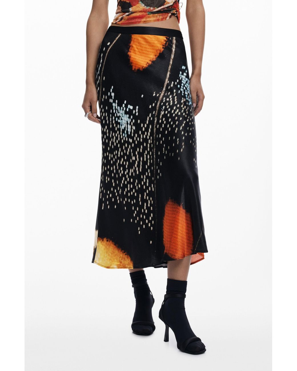 Desigual Black Skirt Designed By Mr. Christian Lacroix, Viscose