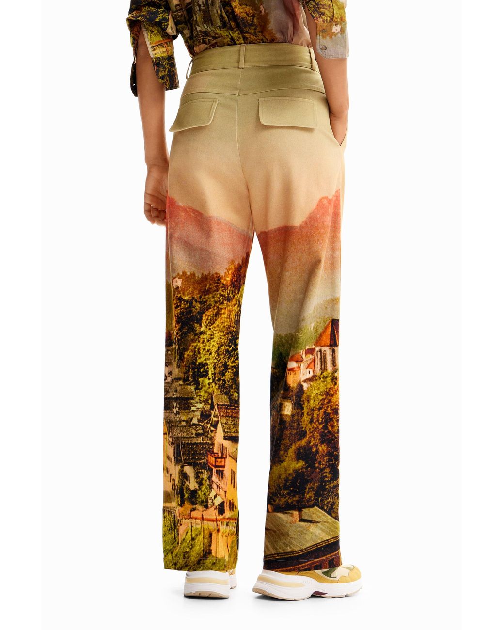 Desigual Metallic M. Christian Lacroix Straight Landscape Trousers, Cotton