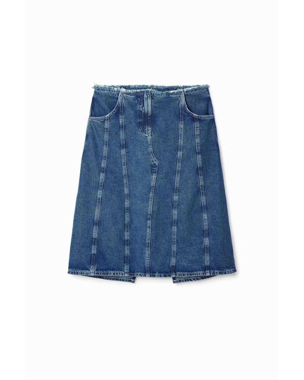 Desigual Blue Midi Skirt, Striped Denim Effect. Cotton