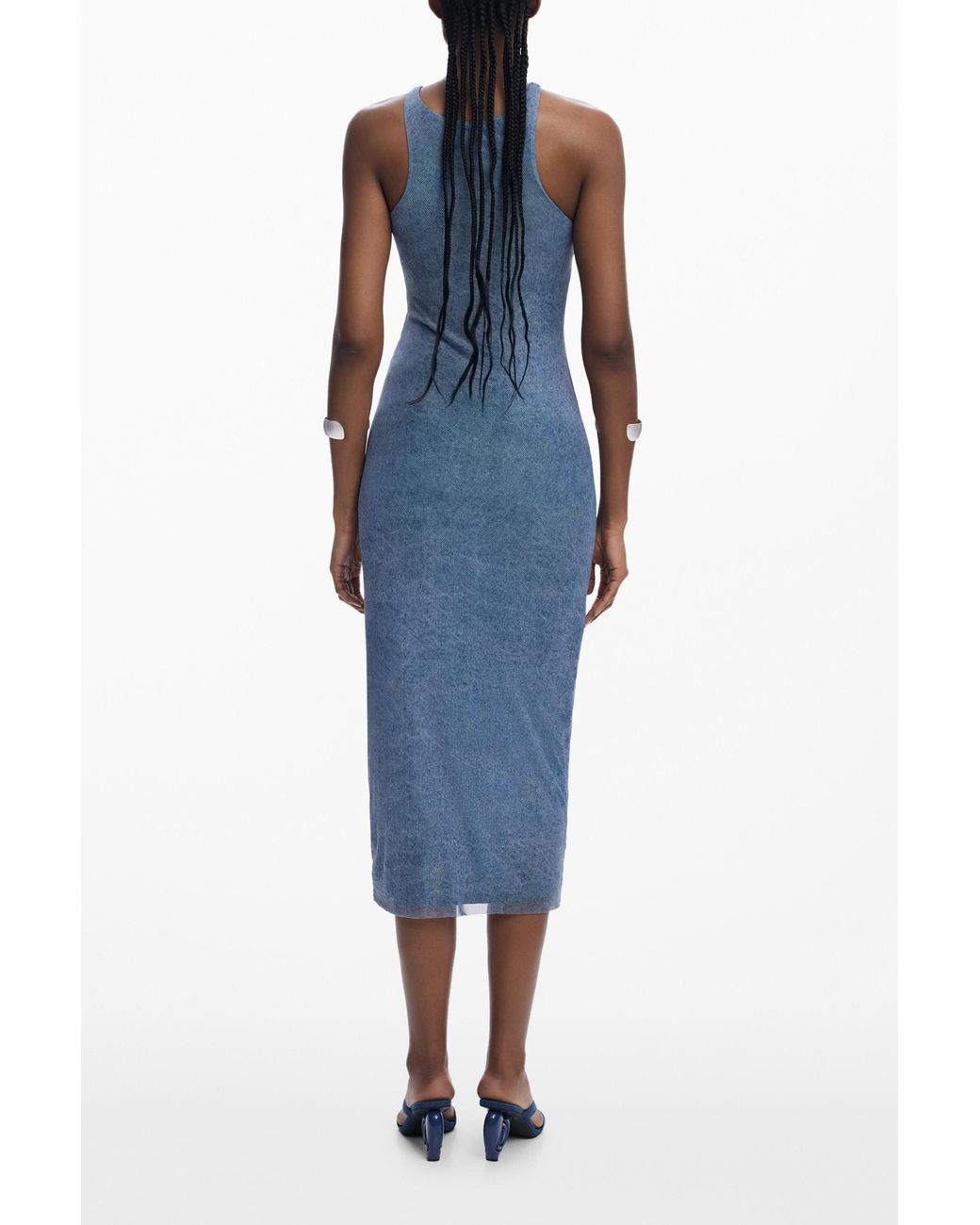 Desigual Blue Knot Fitted Midi Dress, Polyester