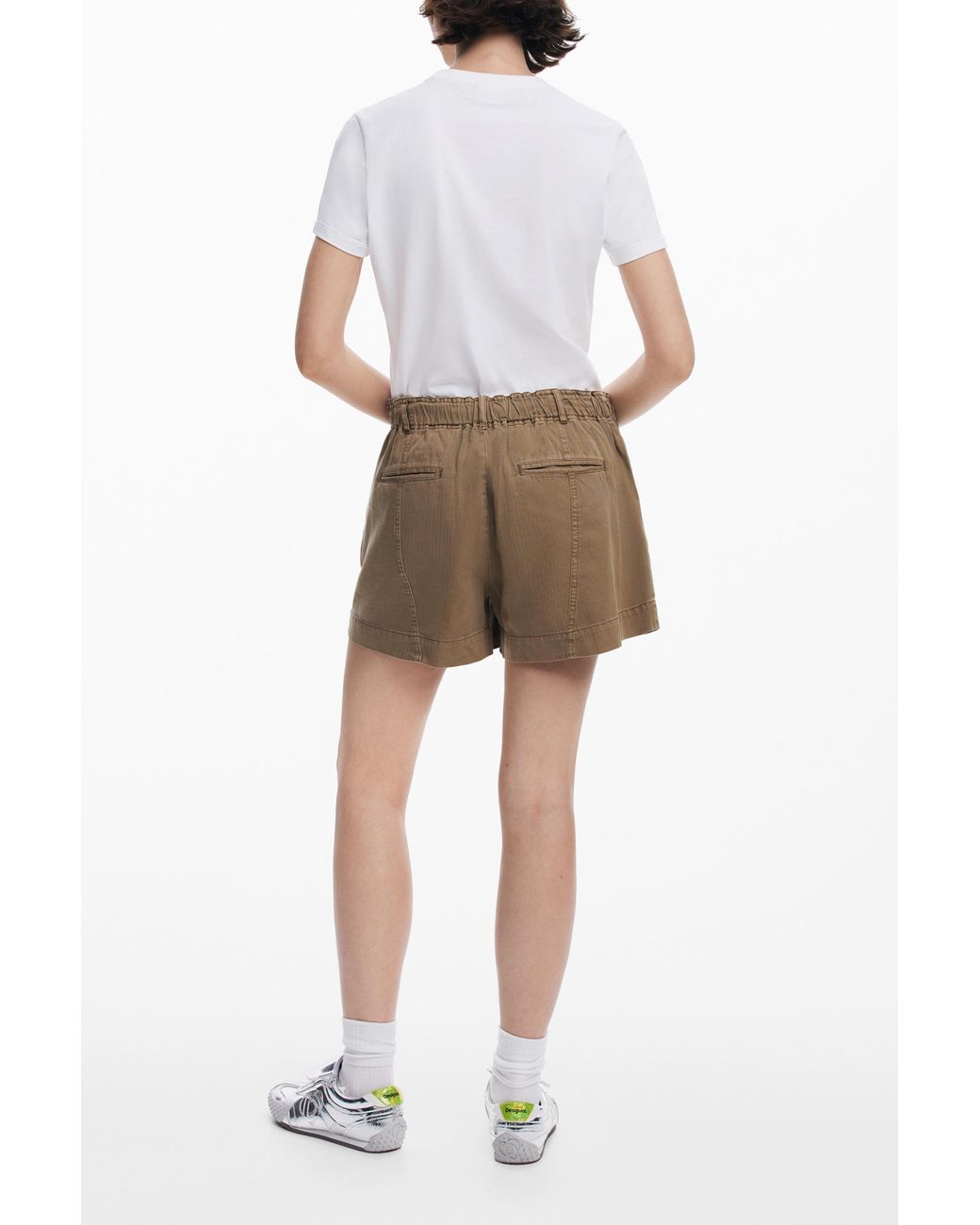 Desigual Natural Plain Cargo Shorts, Cotton