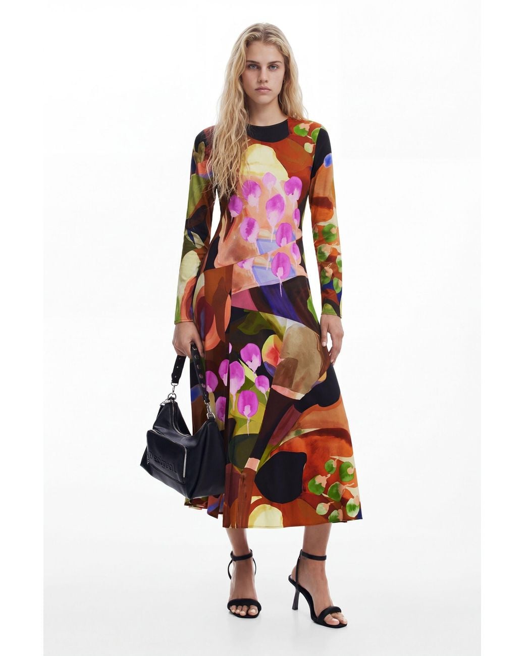 Desigual Red Printed Midi Dress M. Christian Lacroix, Viscose