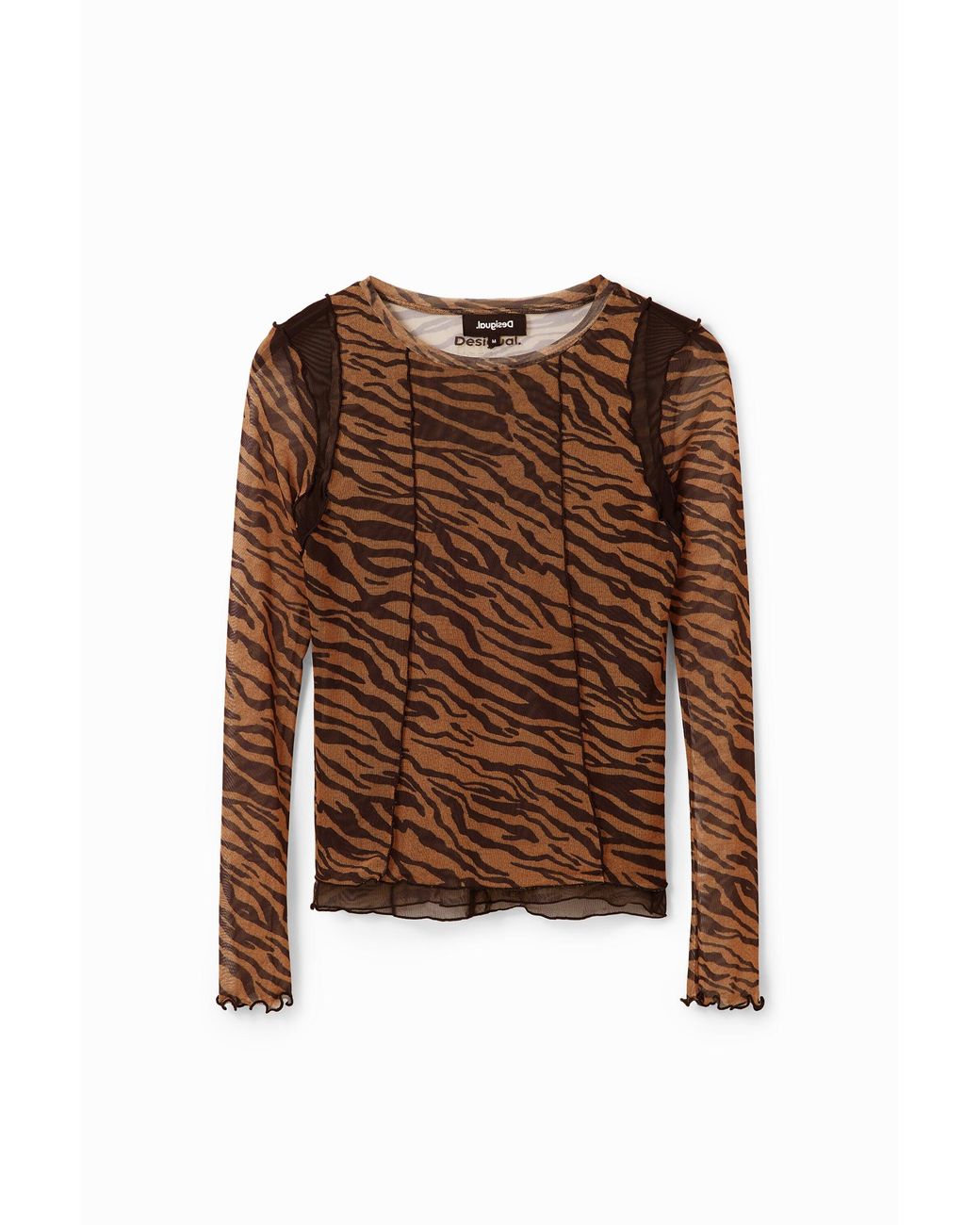 Desigual Black Tiger Print Tulle T-shirt