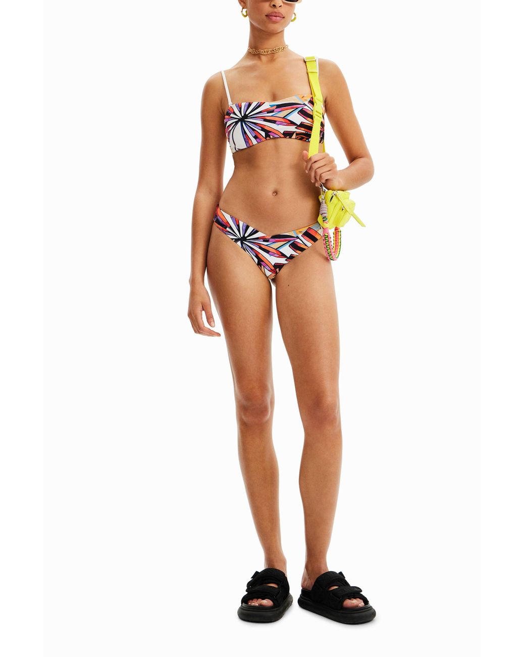 Desigual Pink Tropical Bandeau Bikini Top