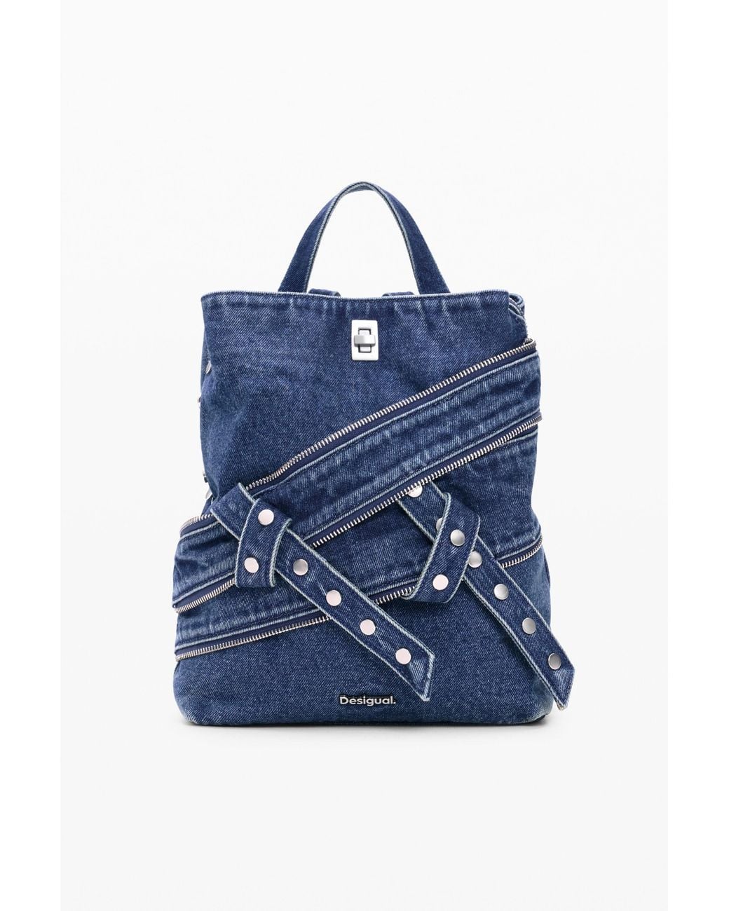 Desigual Blue Mini Denim Backpack, Cotton