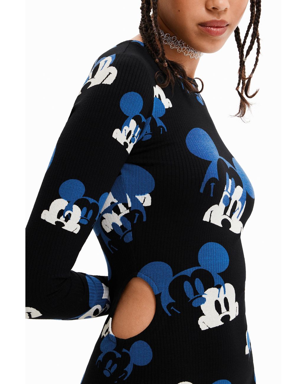 Desigual Blue Short Disney's Mickey Mouse Dress, Viscose