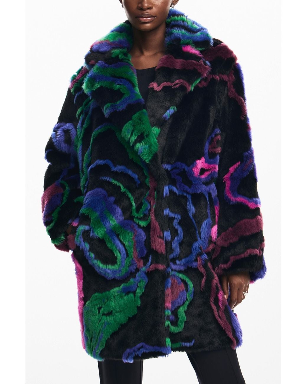 Desigual Blue Fur Coat