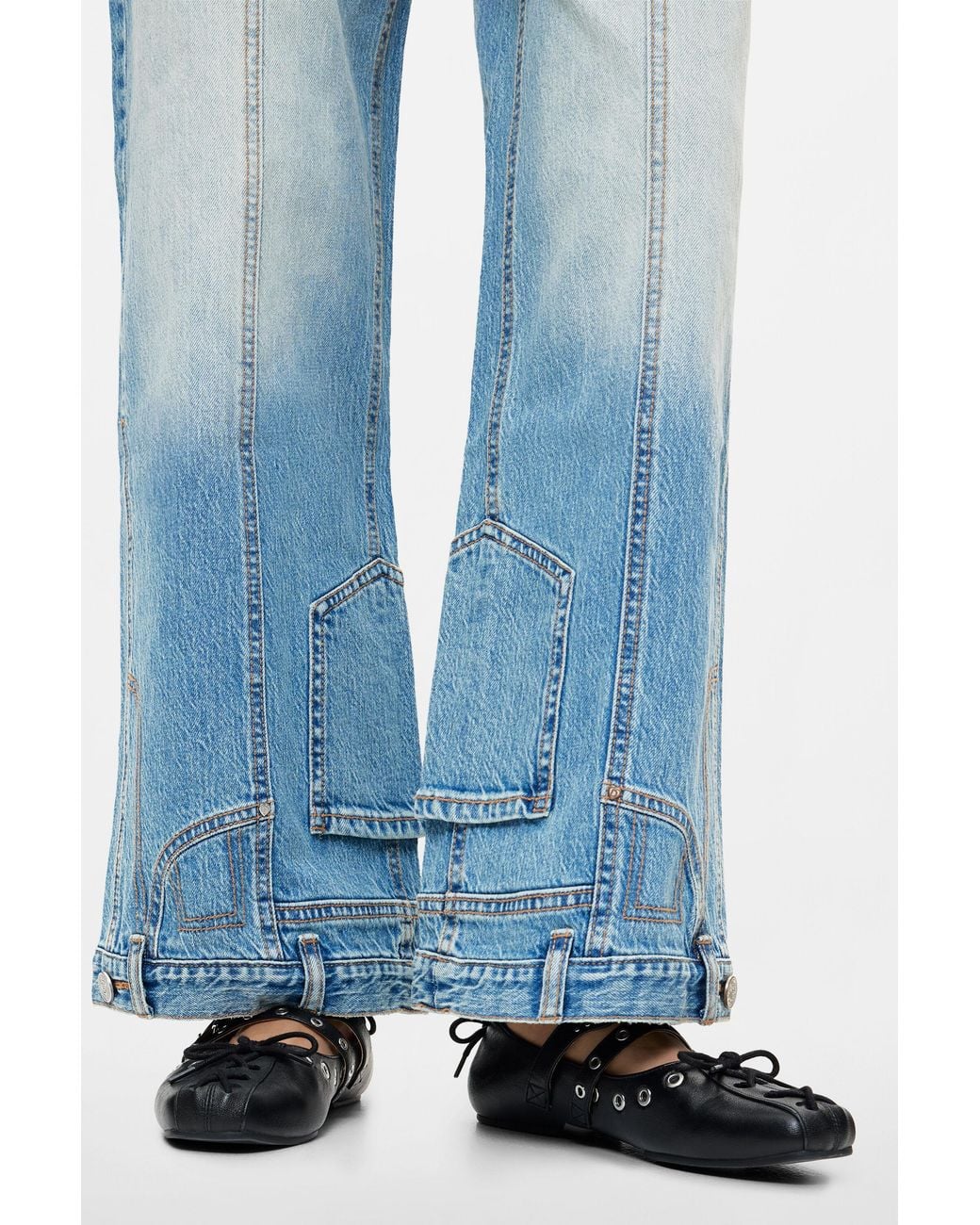 Desigual Blue Wide Leg Jeans, Cotton