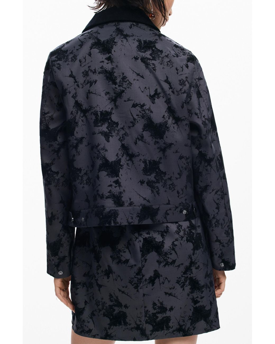 Desigual Blue Short Jacket With Embroidery, Polyester