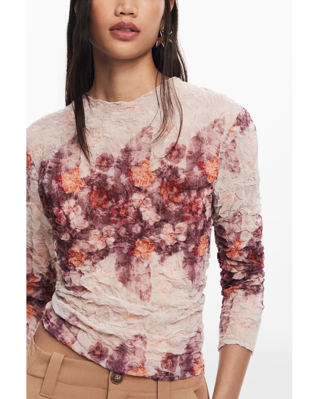 Desigual Textured Floral Blouse, Polyester