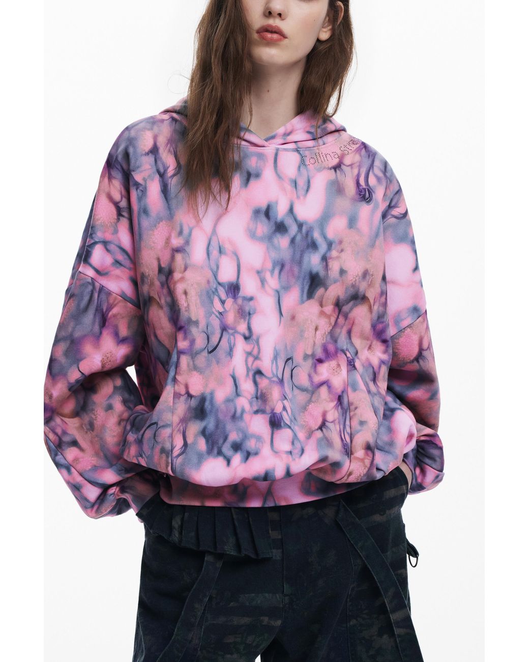 Desigual Purple Oversize Sweatshirt Collina Strada, Cotton