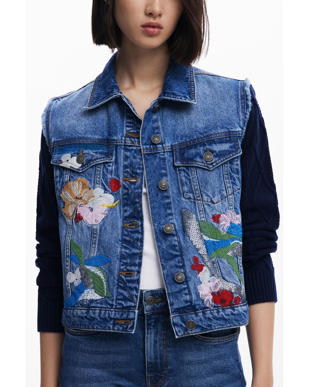 Desigual Blue Trucker Jacket, Cotton