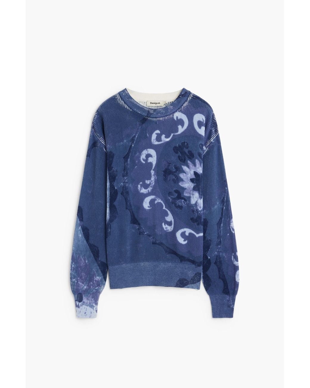 Desigual Blue Printed Cotton Sweater, Cotton for men