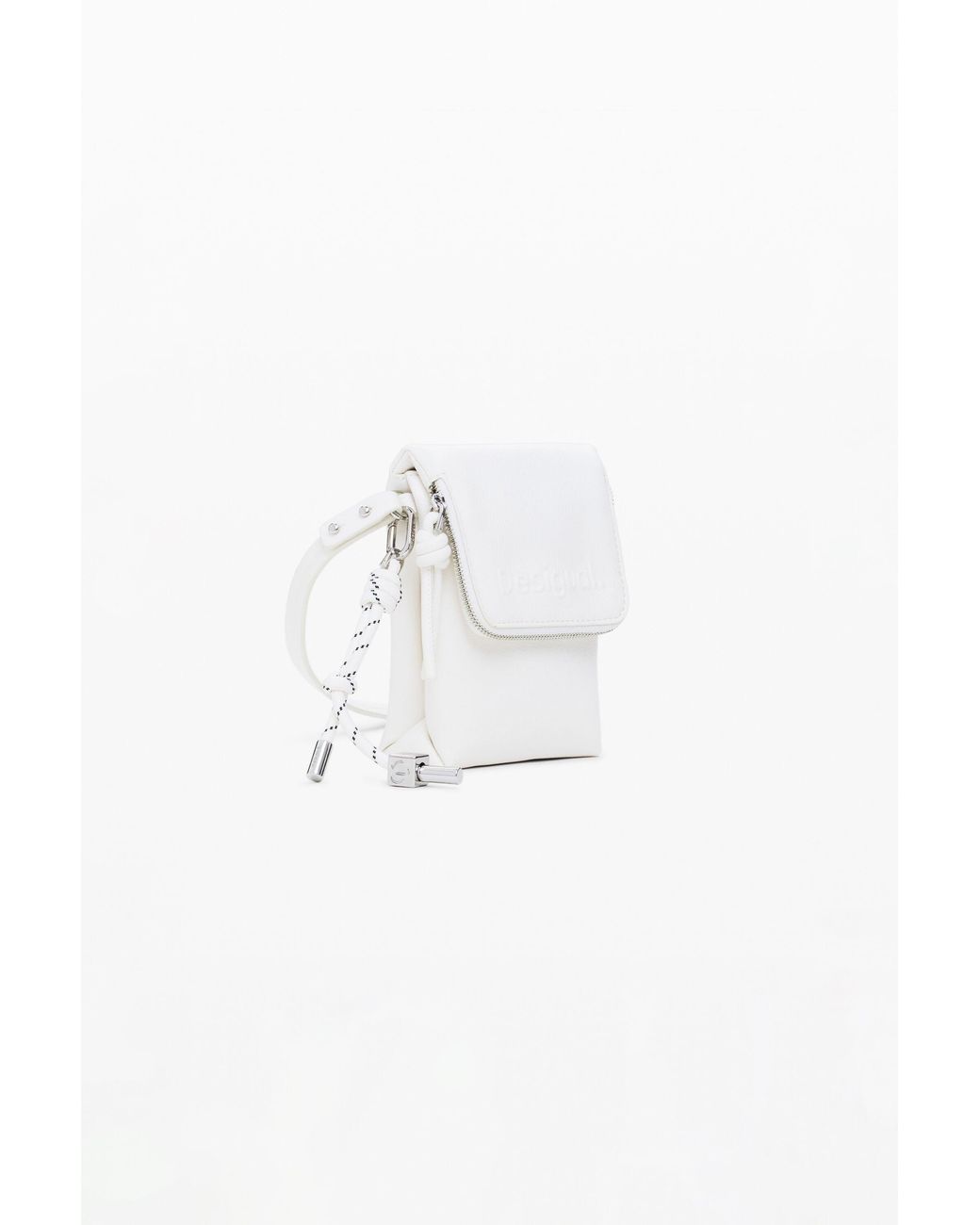 Desigual White 3D Logo Phone Holder, Polyurethane