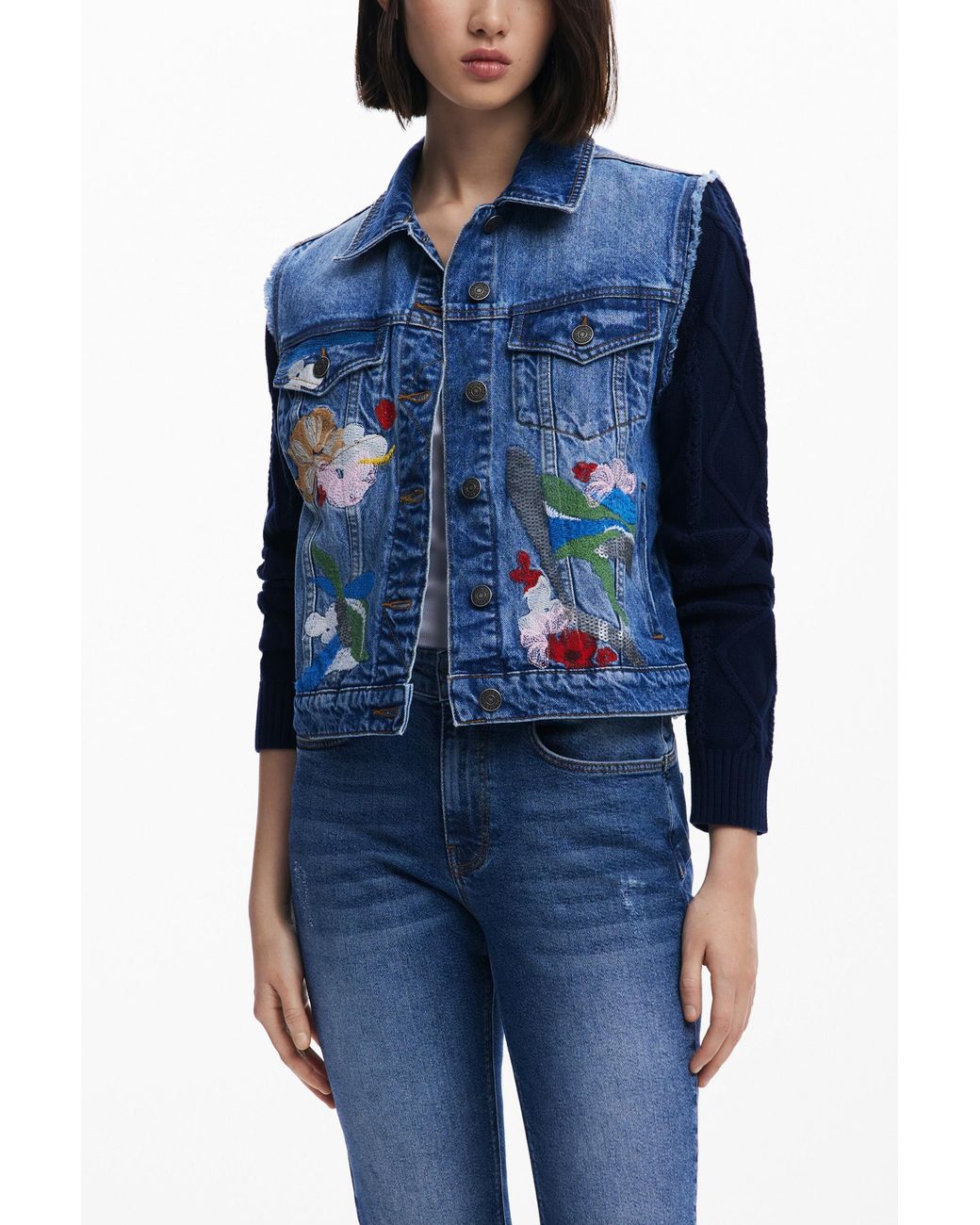 Desigual Blue Trucker Jacket, Cotton