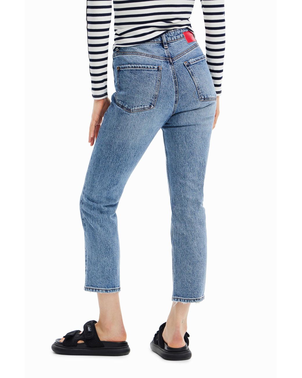 Desigual Blue Straight Ankle Grazer Jeans, Cotton
