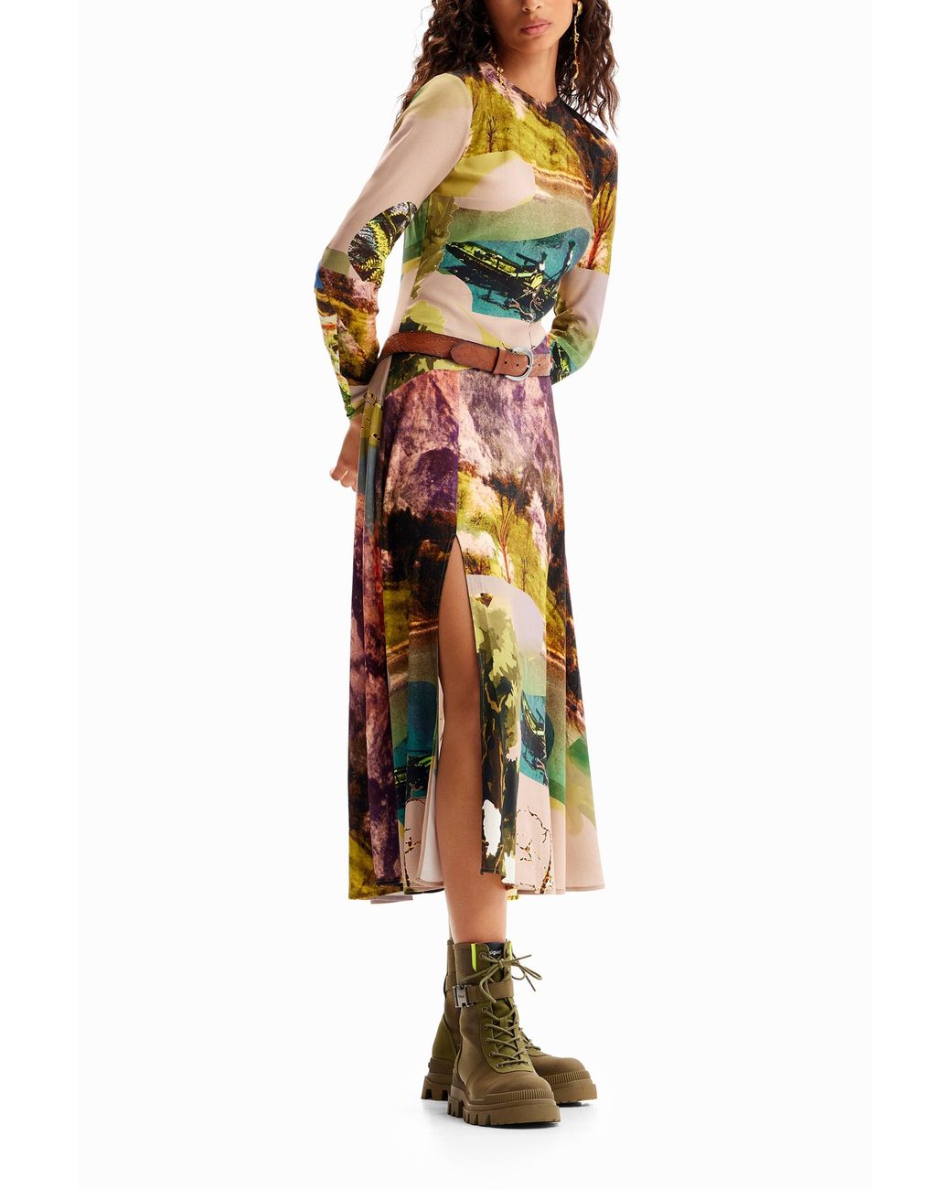 Desigual Multicolor M. Christian Lacroix Collage Midi Dress, Viscose