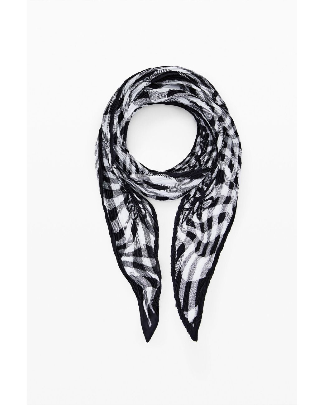 Desigual Blue Tartan Scarf, Polyester