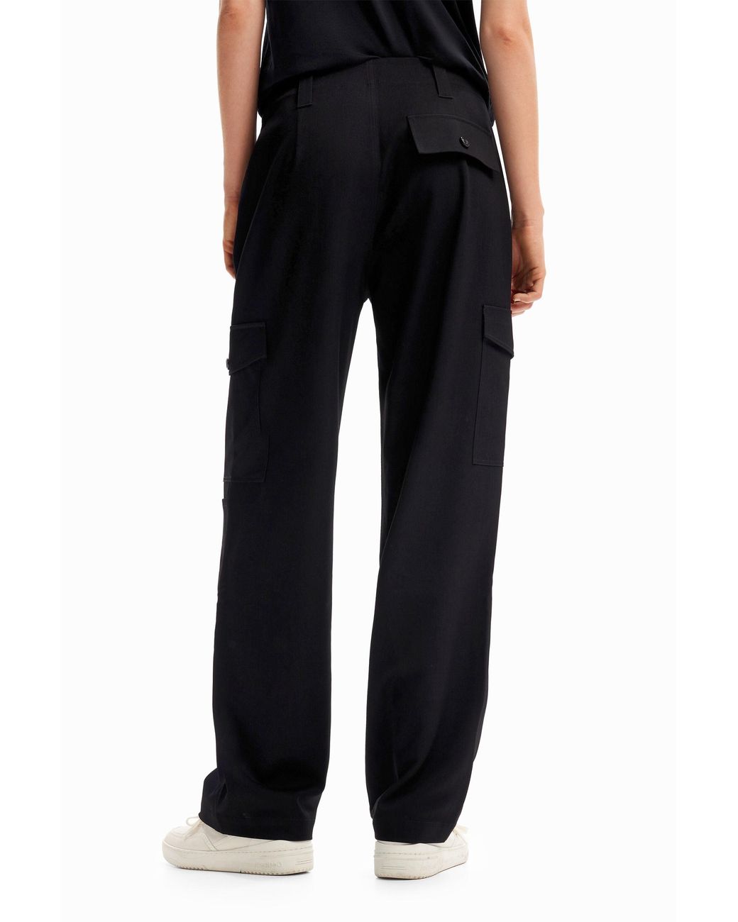 Desigual Black Wide Cargo Trousers