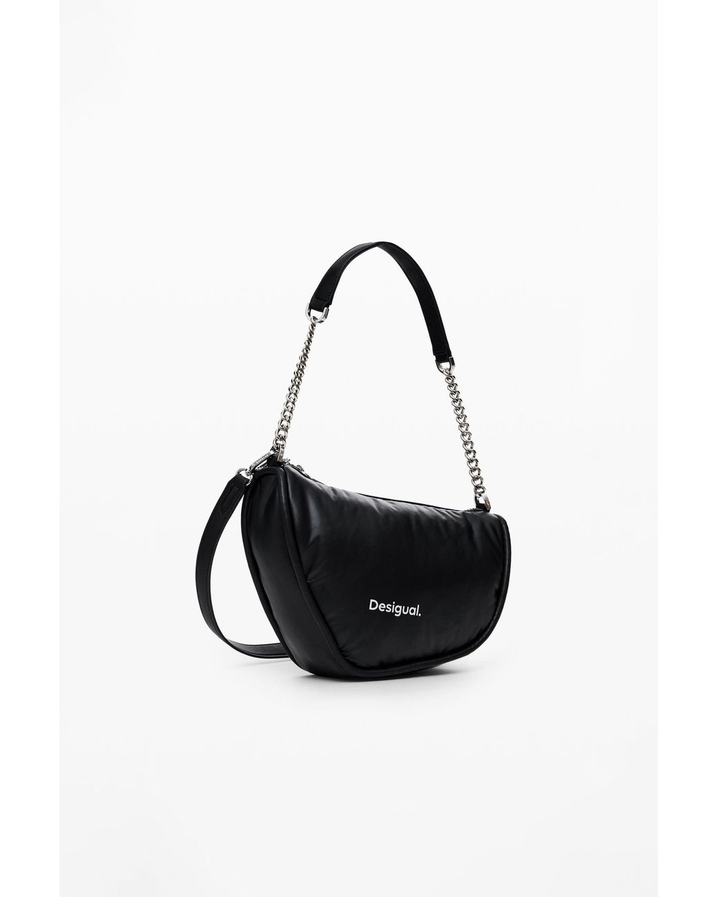 Desigual Black Crossbody Bag With Zipper, Polyurethane