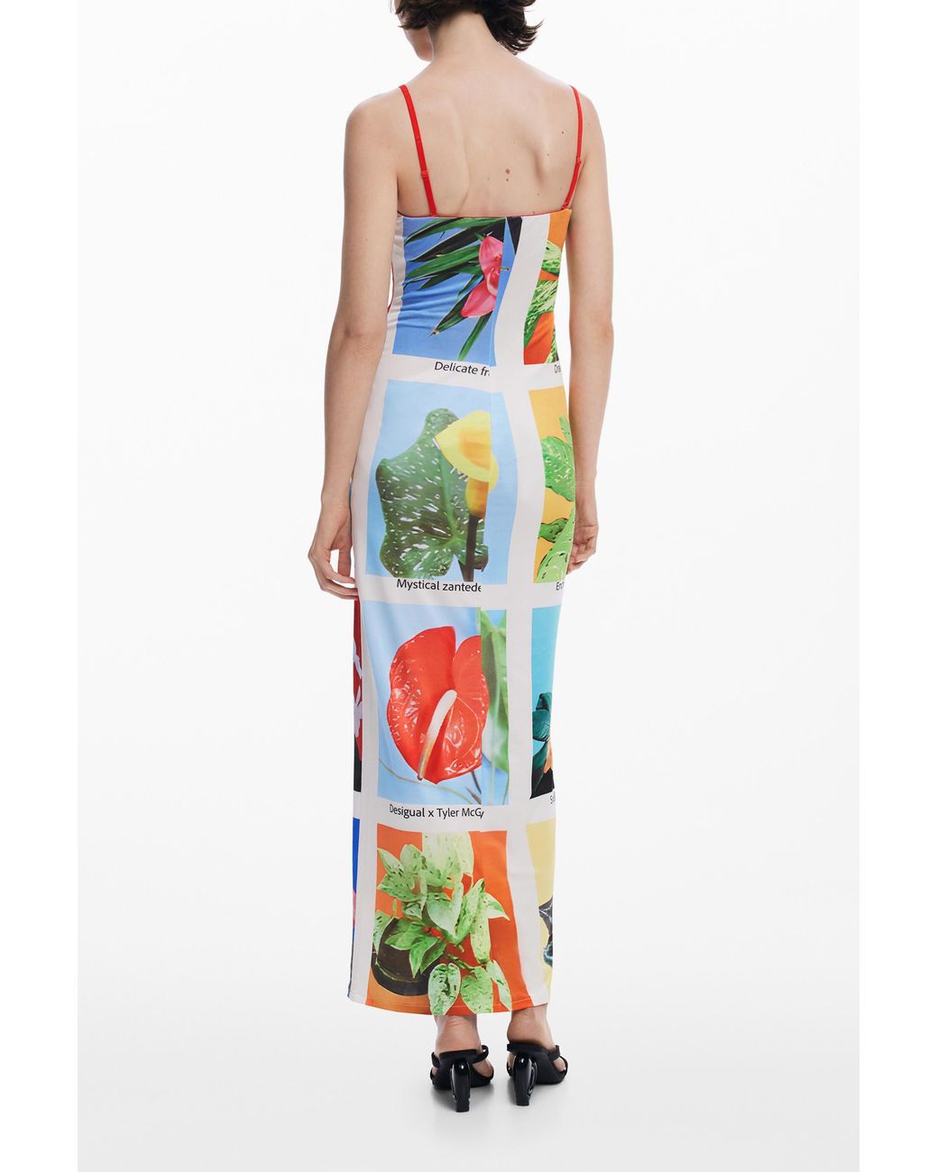 Desigual White Tyler Mcgillivary Postcard Maxi Dress, Polyester