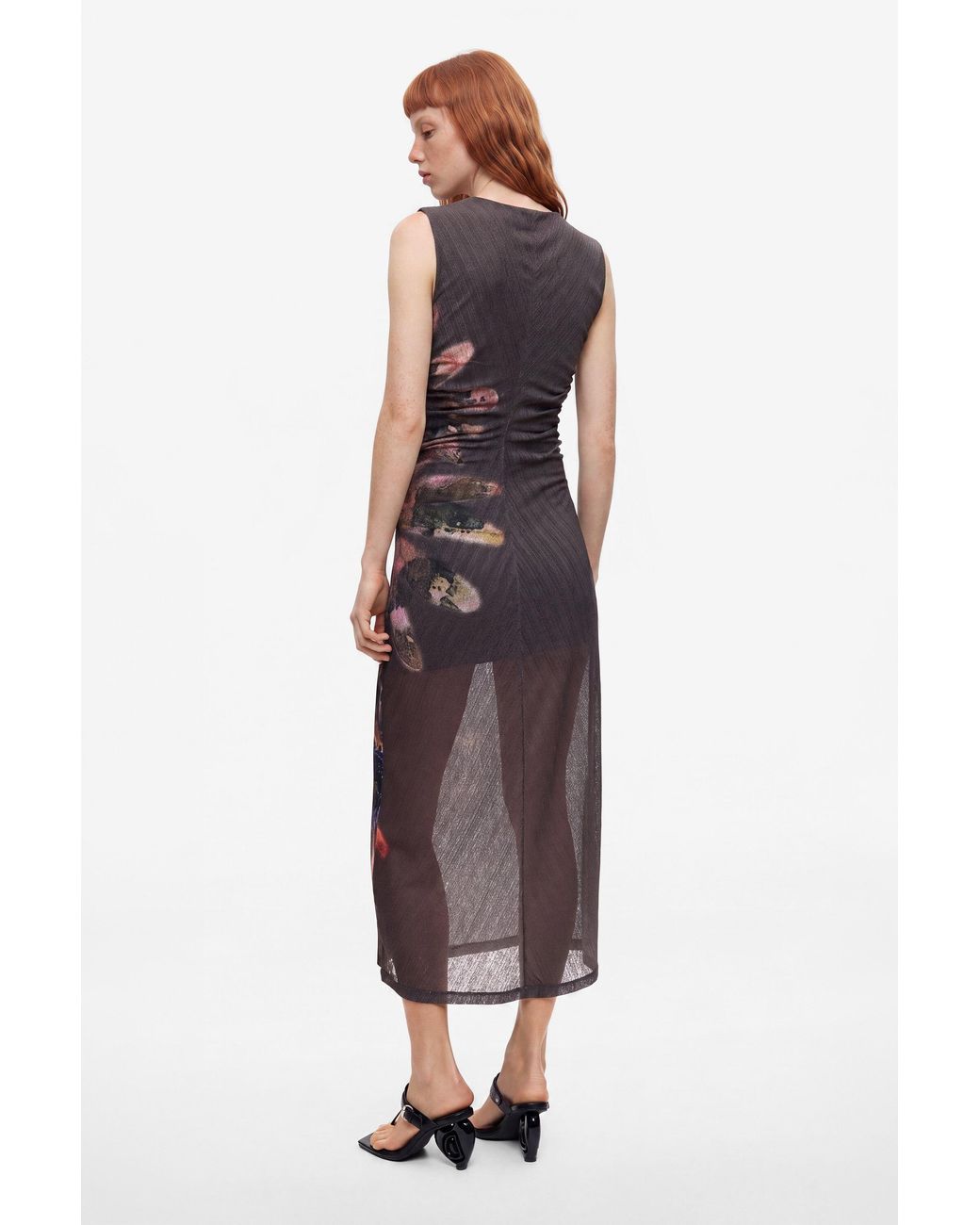 Desigual White Floral Print Dress, Polyester