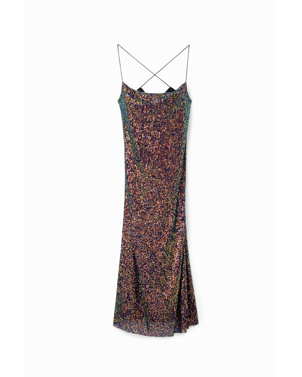 Desigual Purple Sequin Midi Dress, Polyester