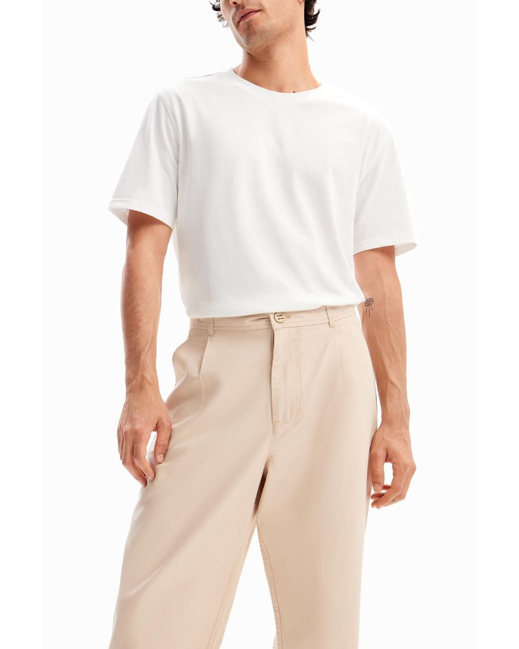 Desigual Natural Tapered Chino Trousers for men