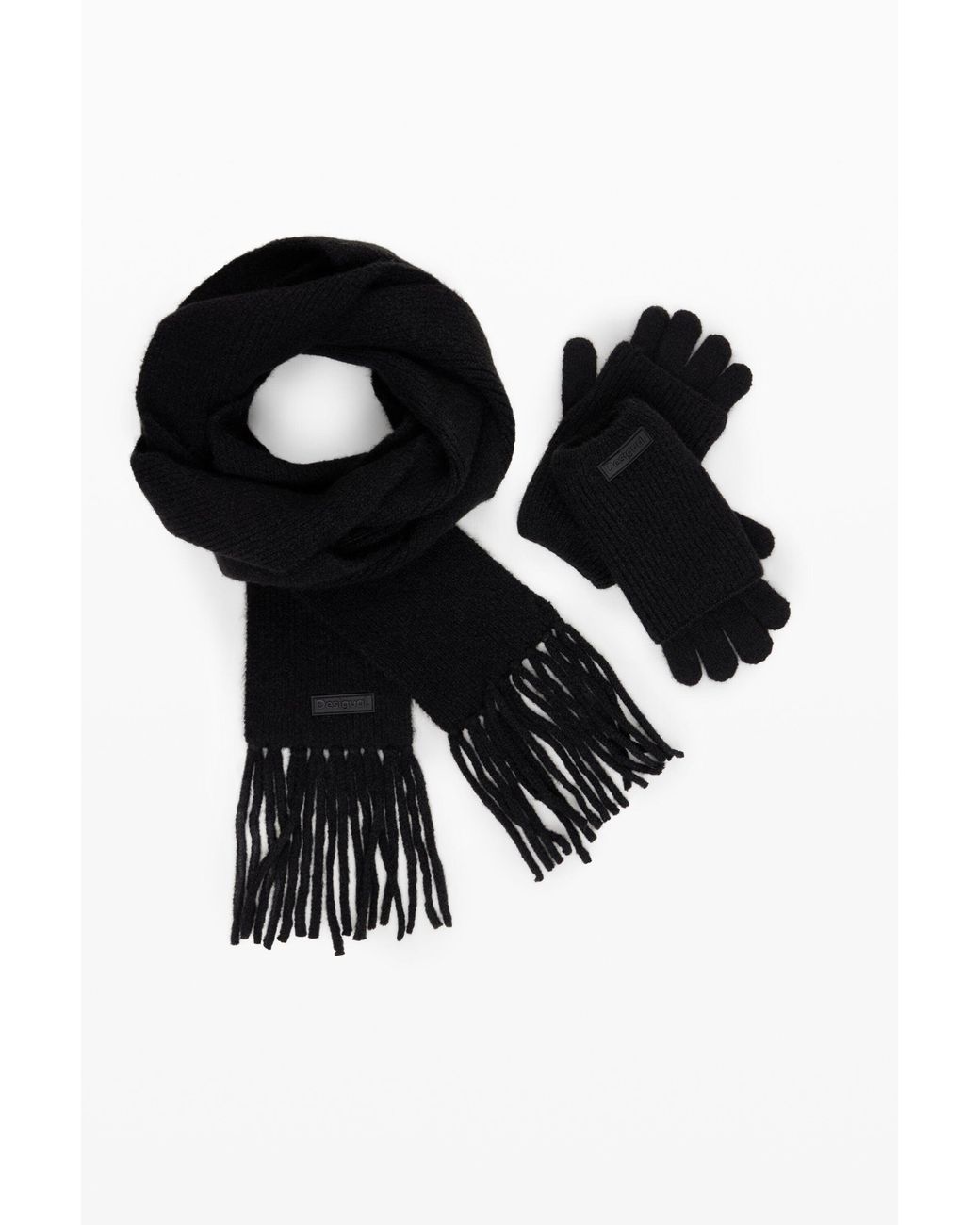 Desigual Black Gloves And Scarf Pack