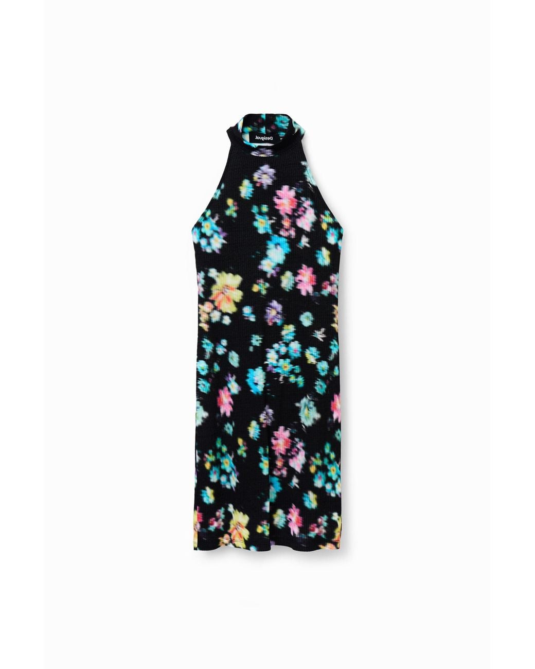Desigual White Short Halter Neck Dress, Viscose