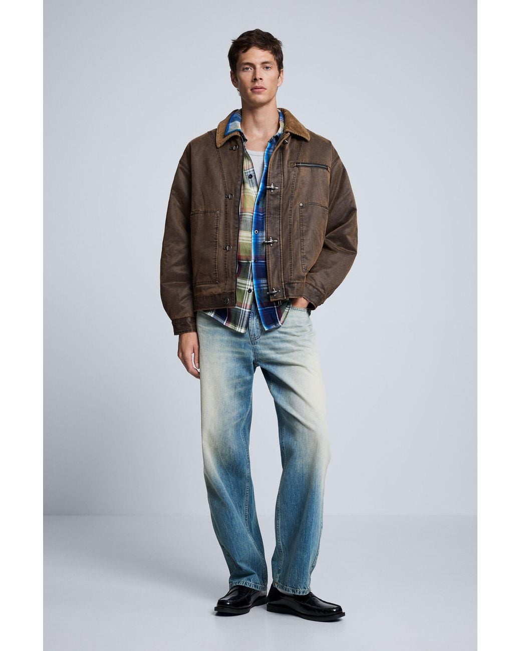 Desigual Blue Padded Jacket With Leather Effect for men