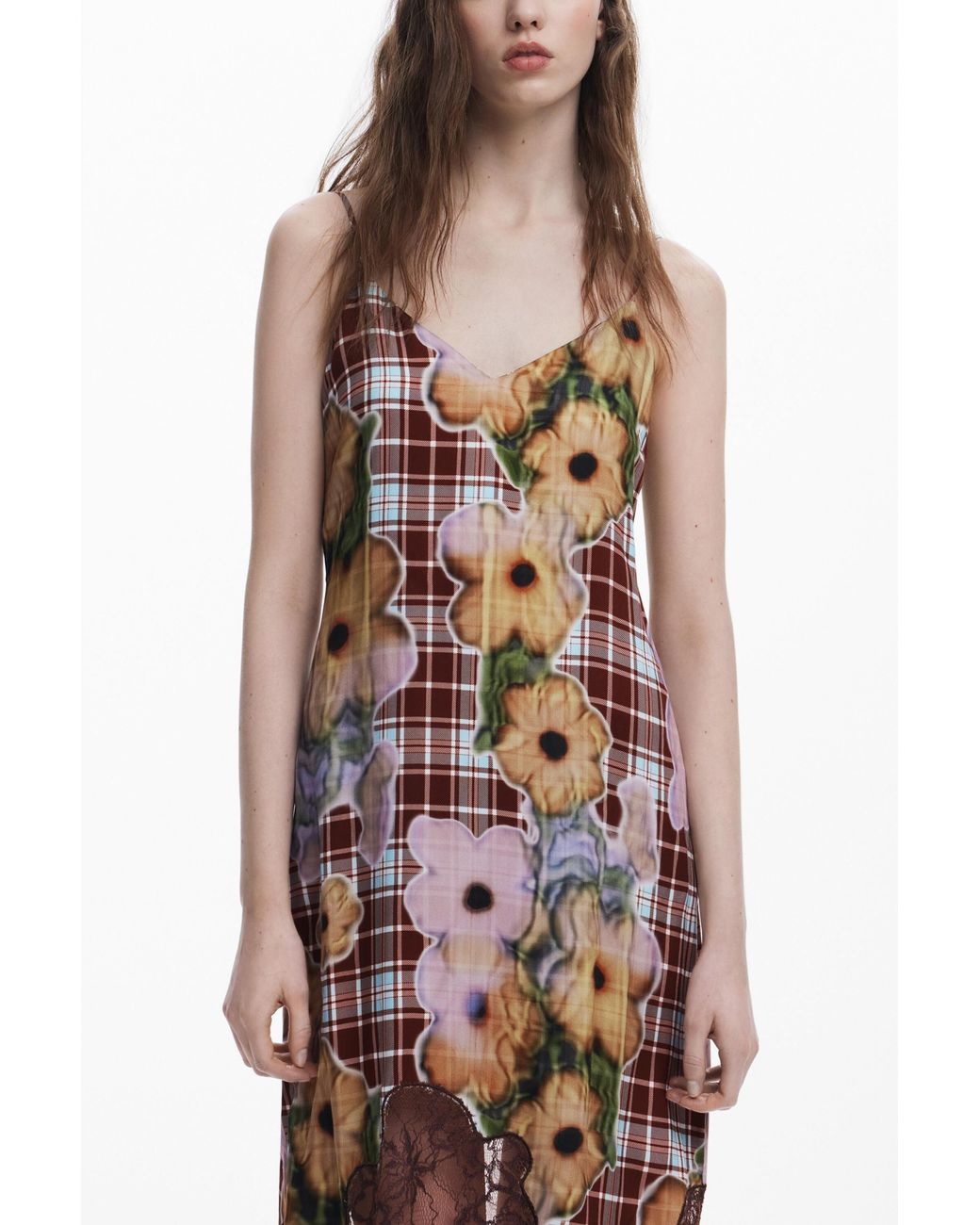 Desigual Brown Collina Strada Slip Dress, Viscose